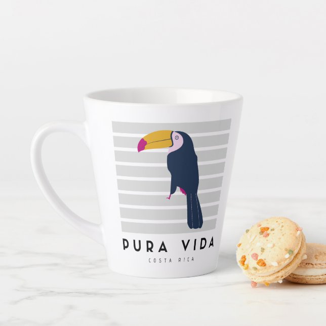 Taza De Café Latte Café Costa Rica Pura Vida Toucan (In situ)