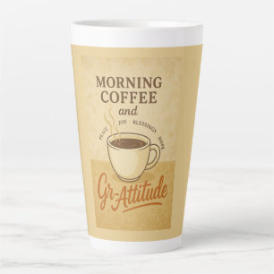 Taza De Café Latte Café De La Mañana Y Gr-Attitude Latte Mug