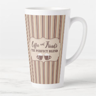 Taza De Café Latte Café de rayas marrones retro y amigos café tazón