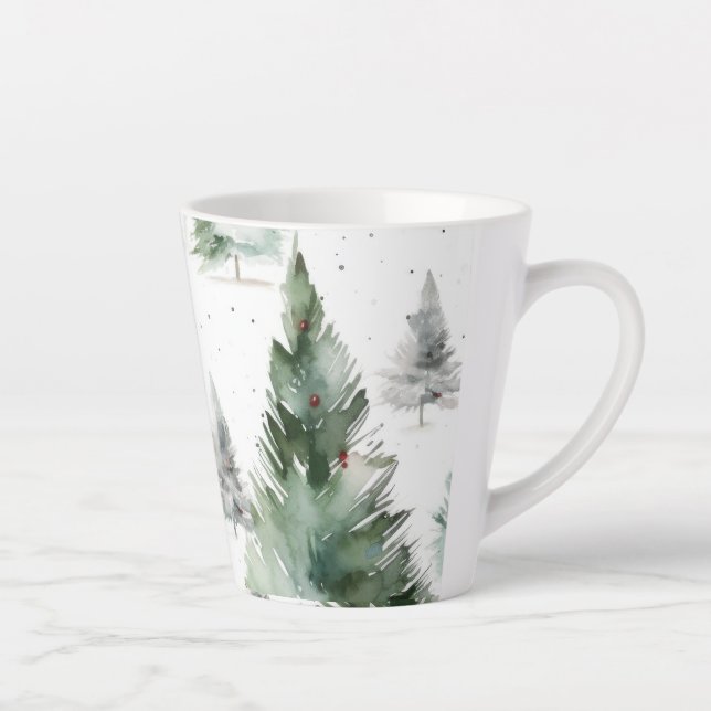 Taza De Café Latte Café Festive Fir Tree (Derecha)