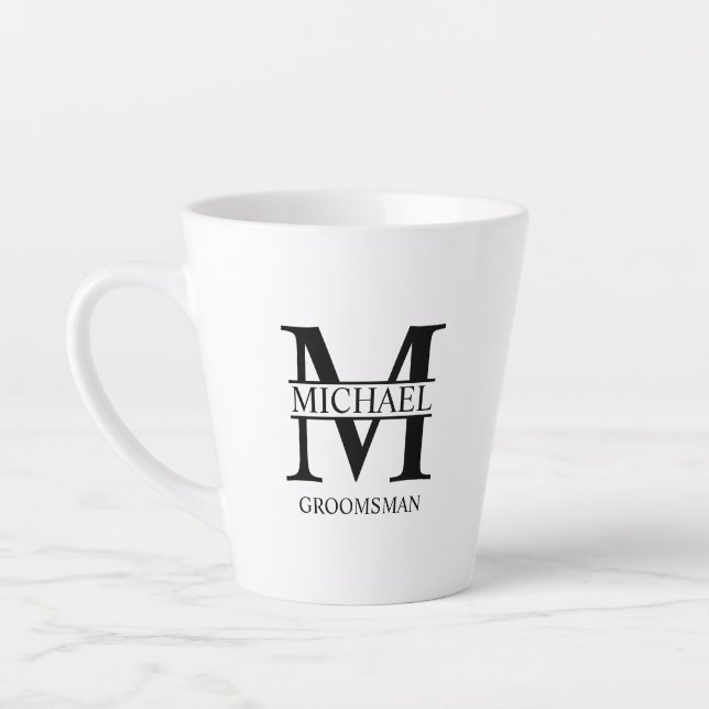 Taza De Café Latte Café Groomsman clásico personalizado (Izquierda)
