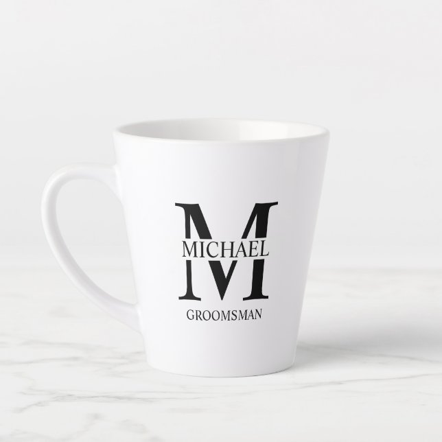 Taza De Café Latte Café Groomsman clásico personalizado (Izquierda)