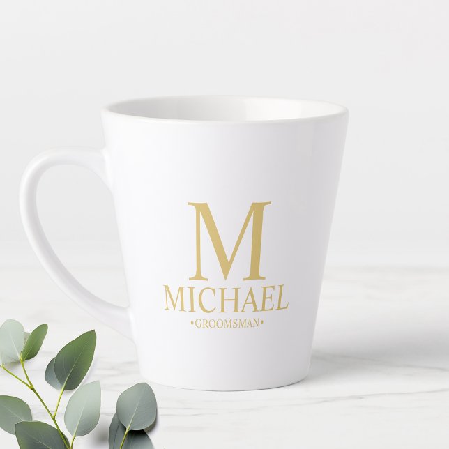 Taza De Café Latte Café Groomsman personalizado moderno (Subido por el creador)