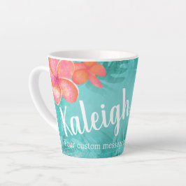 Taza De Café Latte Cafe personalizado de Plumeria Tropical