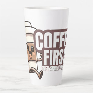 Taza De Café Latte Café Primero Luego Hojas de Cálculo – Divertido Tr