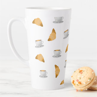 Taza De Café Latte Café y croissant Pattern Mug