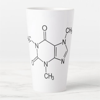 Taza De Café Latte Cafeína Molécula Química Átomos de café