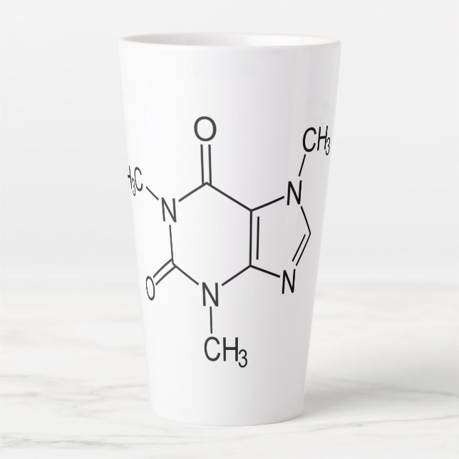 Taza De Café Latte Cafeína Molécula Química Átomos de café (Anverso)