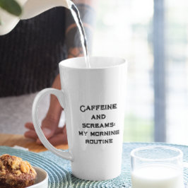 Taza De Café Latte Cafeína Y Gritos Halloween Blanco