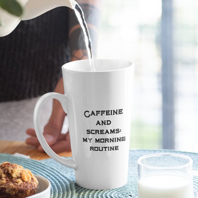 Taza De Café Latte Cafeína Y Gritos Halloween Blanco (Subido por el creador)