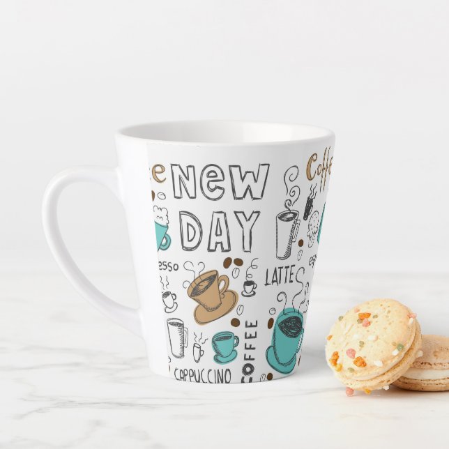 Taza De Café Latte Cafés de mano dibujados (In situ)