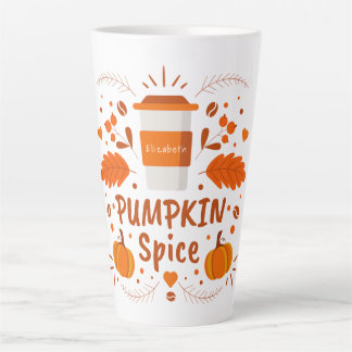 Taza De Café Latte Cafetería personalizada Spice coffee, hojas de oto