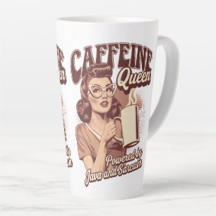 Taza De Café Latte Caffeine Queen - Diseño retro de Java y Sarcasm