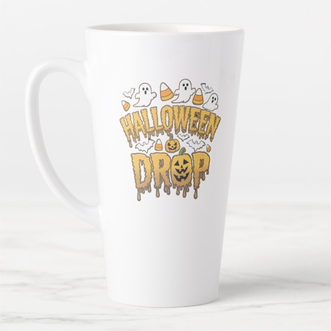 Taza De Café Latte Caída de Halloween (Izquierda)