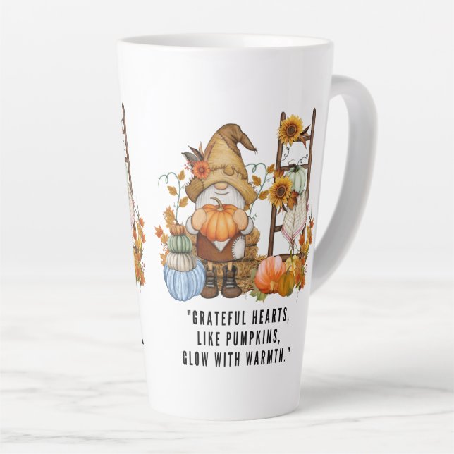 Taza De Café Latte caída del día de gracias feliz (Ángulo derecho)