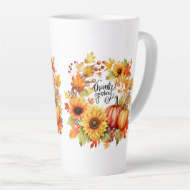 Taza De Café Latte caída del día de gracias feliz