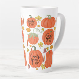 Taza De Café Latte caída del día de gracias feliz