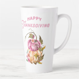 Taza De Café Latte caída del día de gracias feliz