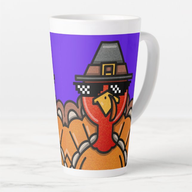 Taza De Café Latte caída del día de gracias feliz (Ángulo derecho)