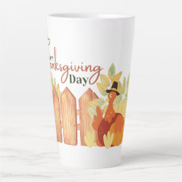 Taza De Café Latte caída del día de gracias feliz