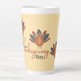 Taza De Café Latte caída del día de gracias feliz