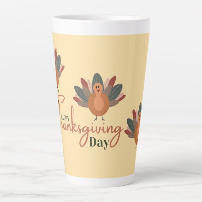 Taza De Café Latte caída del día de gracias feliz (Anverso)