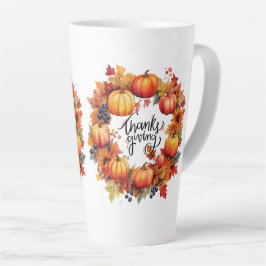 Taza De Café Latte caída del día de gracias feliz