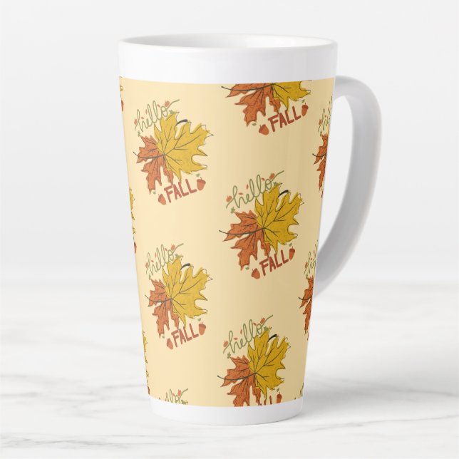 Taza De Café Latte caída del día de gracias feliz (Ángulo derecho)