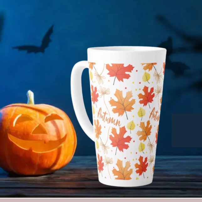 Taza De Café Latte Caída del otoño de hojas de follaje (Subido por el creador)