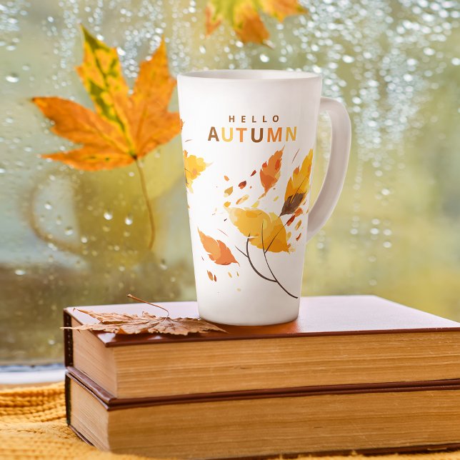 Taza De Café Latte Caída Enamorada Hola Otoño Deja Ducha Bridal (Subido por el creador)