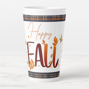 Taza De Café Latte Caída/otoño/hojas/plaid