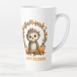 Taza De Café Latte Calabaza de búho lindo Feliz diseño de Halloween