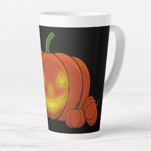 Taza De Café Latte Calabaza de calabaza brillante de Jack-o'-Lantern