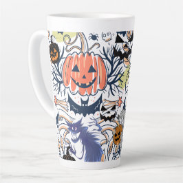 Taza De Café Latte Calabaza de ghouls de halloween retro Mikitiez