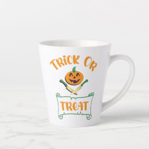 Taza De Café Latte Calabaza de Halloween con truco o tratar cruces