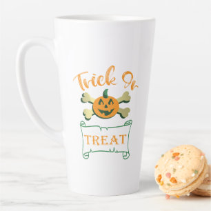 Taza De Café Latte Calabaza de Halloween con truco o tratar cruces