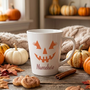 Taza De Café Latte Calabaza de Halloween personalizada femenina Jack