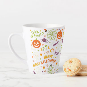 Taza De Café Latte Calabaza espumosa y divertida - Colorido patrón de