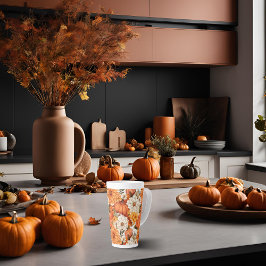 Taza De Café Latte Calabaza floral de otoño