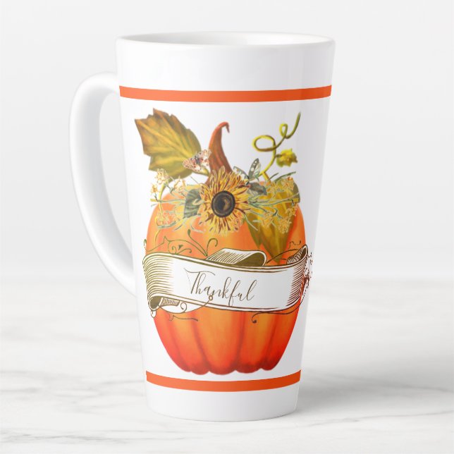 Taza De Café Latte Calabaza otoñal personalizable (Ángulo izquierdo)