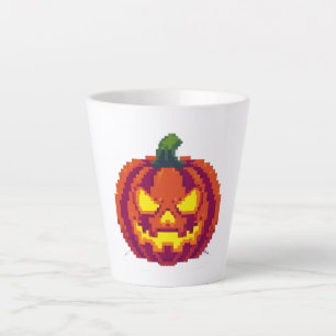 Taza De Café Latte Calabaza Pixel Halloween