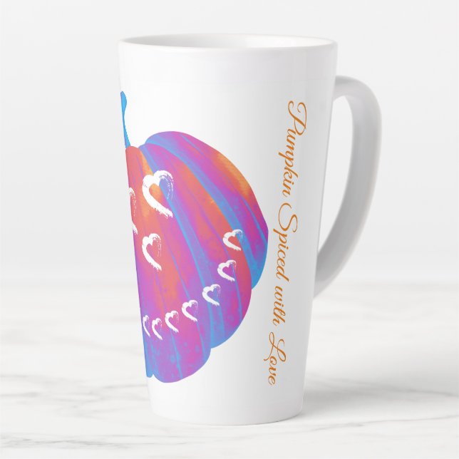 Taza De Café Latte Calabaza psicodélica Corazones Latte Mug (Ángulo derecho)