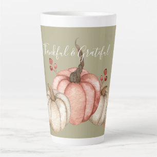 Taza De Café Latte Calabazas acuarelas de bonito en salvia