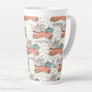 Taza De Café Latte Calabazas de otoño acogedoras