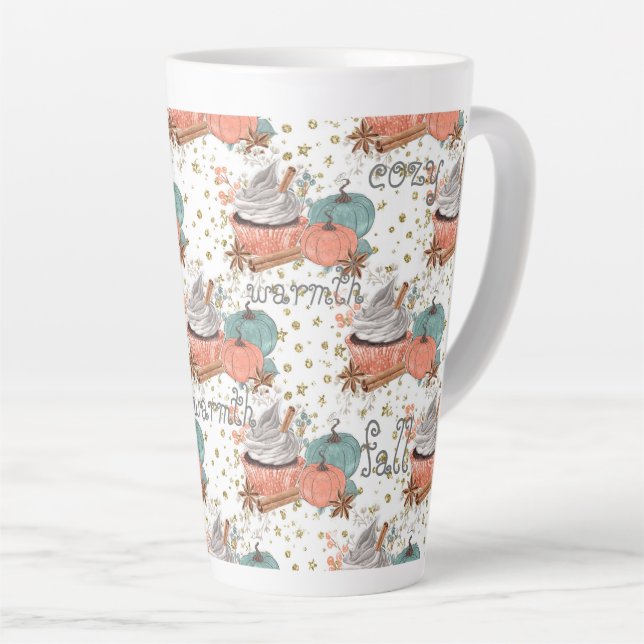 Taza De Café Latte Calabazas de otoño acogedoras (Ángulo derecho)