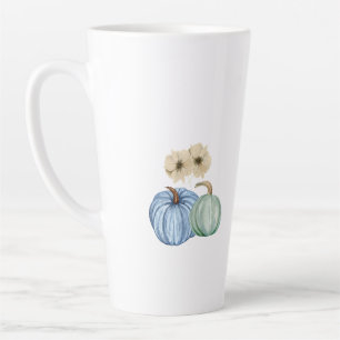 Taza De Café Latte Calabazas estéticas de otoño y flores