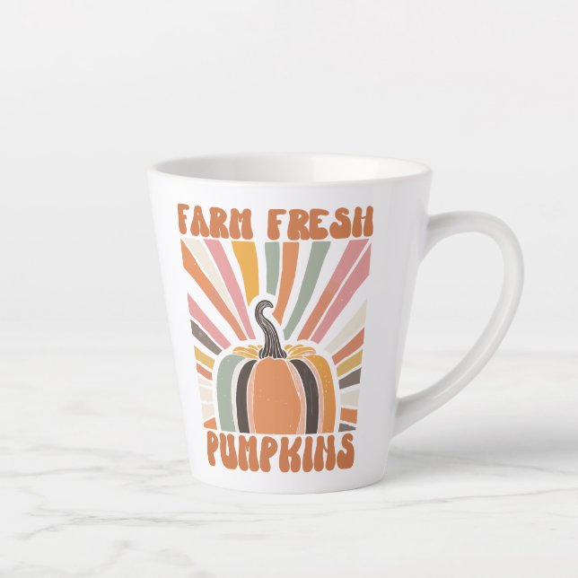 Taza De Café Latte Calabazas frescas de la granja retro (Derecha)