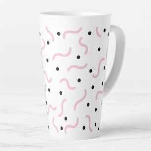 Taza De Café Latte Calabazas rosas y patrón de puntos negros Memphis