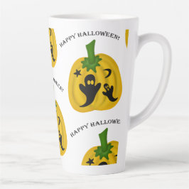 Taza De Café Latte Calabazas y fantasmas