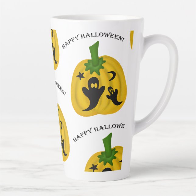 Taza De Café Latte Calabazas y fantasmas (Derecha)